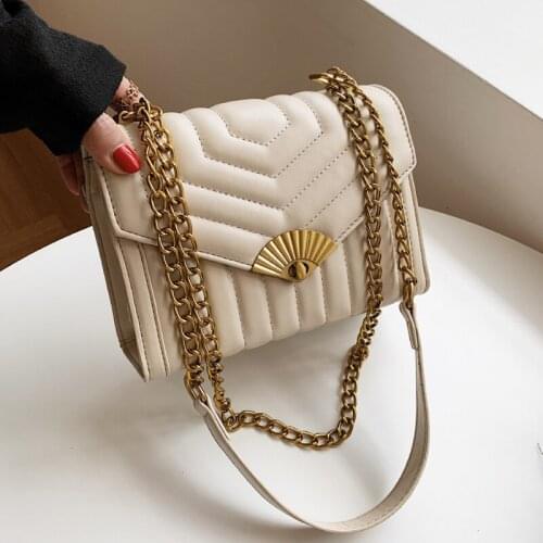 Fashion Flap Square Crossbody Bags For Women 2021 High Quality PU Leather Womens Designer Handbag Lock Chain Shoulder Bags New