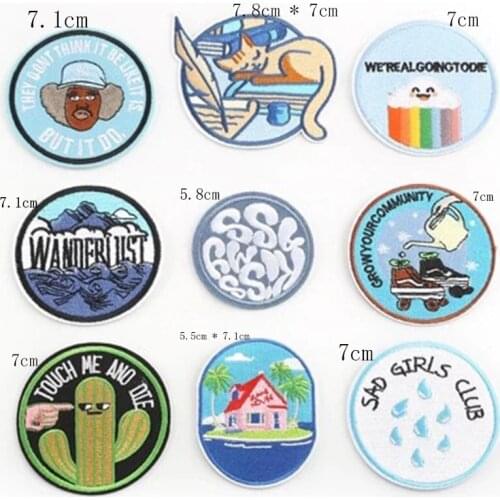 House cat vacation embroidery patch for left chest SAD GIRLS CLUB badge iron on sew on for clothing/light color