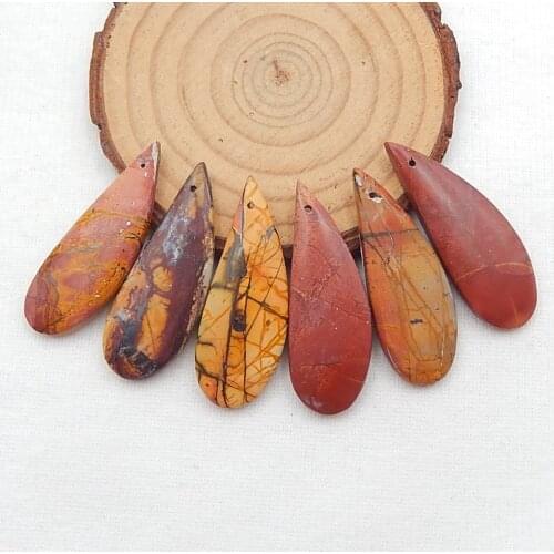 Natural 6 PCS Of Multi-Color Picasso Jasper,Semi-precious stones, Jewelry accessoriespendant Earrings bead,40x15x5mm,24.6g