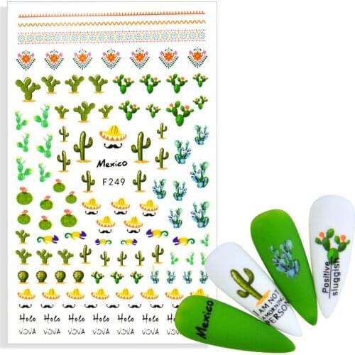 New Fashion 3D Floral Nail Sticker Adhesive Cactus Plants Colorful Beautiful Flowers Water Transfer Nail Art Decoration Decals