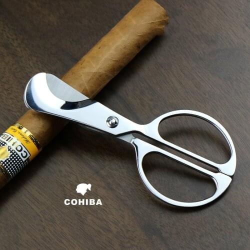 COHIBA Cigar Cutter Scissors Sharp Portable Stainless Steel Blade Cigars Guillotine Pocket Cutting Knife Cigar Accessory