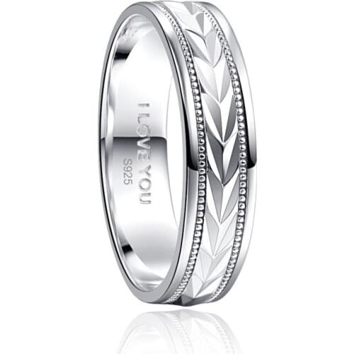 NUNCAD 6MM 100% 925 Sterling Ring Lettering I LOVE YOU Mens Fine Jewelry Pave Setting Crystal Bijoux Wedding Bands Rings