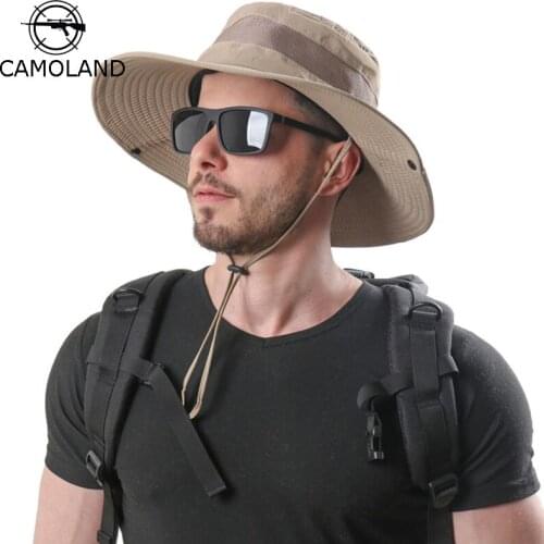 Summer Men Waterproof Bucket Boonie Hat Breathable Mesh Fishing Wide Brim Sun Cap UV Protection Panama Hat Hiking Sombrero Women