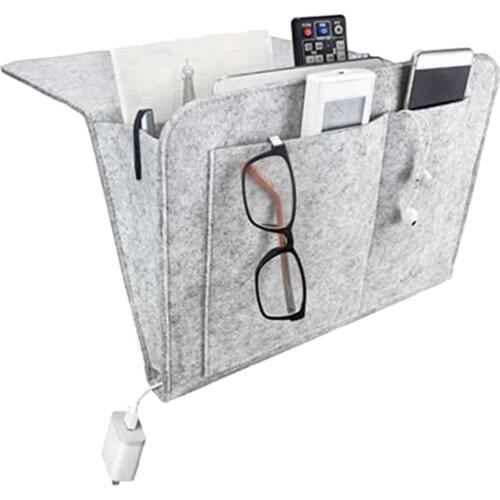 Bed Hanging Phone Storage Bag Pocket Felt Bedside Hanging Table Sofa Bedroom Organizer Holder Practical Anti-slip Storage Bag