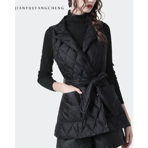 Fashion Sleeveless Duck Down Vest Women Warm Thickened Winter Down Coat Notched V-Neck Plus Size Streetwear Female Down jackets