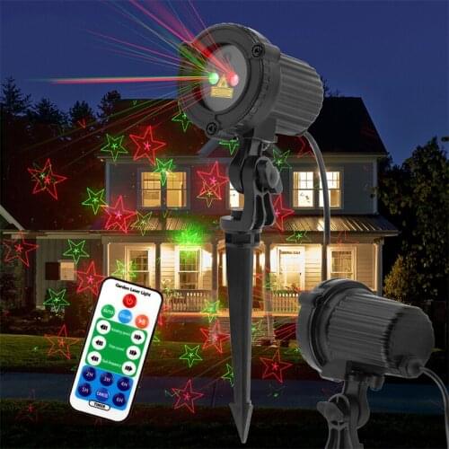 Christmas Outdoor Laser Light Projector RG Waterproof Snowflake Five-pointed Star Effect Xmas Tree Garden Show Decor Lighting