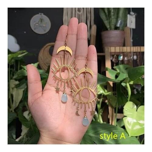 Evil eye earrings, All seeing eye earrings,Moon phase is earrings,Crescent moon earrings,Moon and star earrings, Space earrings
