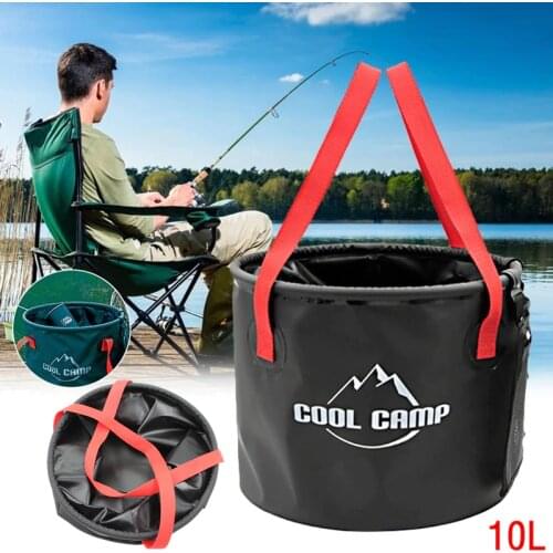 10L Collapsible Fishing Bucket Outdoor Camping Portable Water Bag Car Foldable Basin Gardening Washing Tool