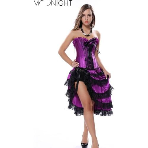 MOONIGHT Sexy Corset Top Purple Lace Up Boned Corsets And Bustiers Outwear Gothic Corsets No Skirt