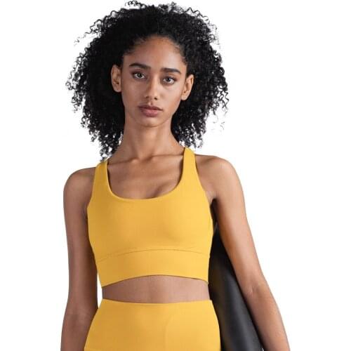 Sport Underwear Bra Top For Fitness High Impact Nylon Solid Cross Straps Jogging Femme Gym Woman Active Wear Sports Bra Female
