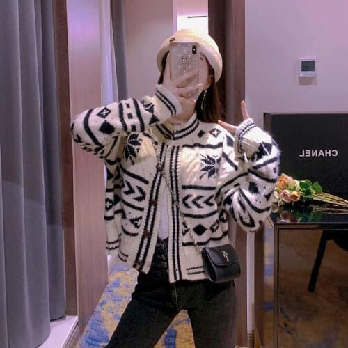 Sweater jacket plus size womens loose retro Hong Kong flavor niche street fried street lazy style vintage Japanese jacket women