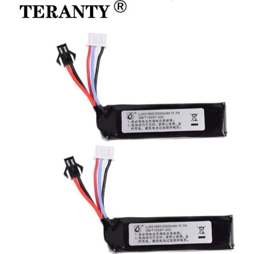 TERANTY 2Pcs Water Gun Lipo Battery 3S 11.1V 2000mAh 30C 451865 for AKKU Mini Airsoft BB Air Pistol Electric Toys guns RC Parts