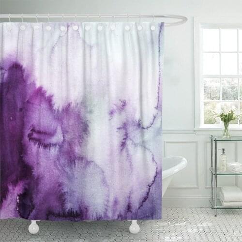 Watercolour Violet Clouds Watercolor Ombre Wash Christmas Lavender Abstract Shower Curtain Waterproof Polyester Fabric 72 x 78