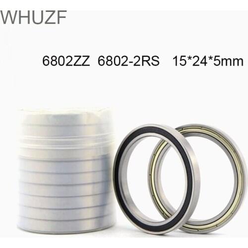 WHUZF Free Shipping 6802-2RS ZZ 2RZ Bearing 15*24*5mm (5/10PCS) ABEC-1 Metric Thin Section 61802ZZ 6802 RS Ball Bearings 6802Z