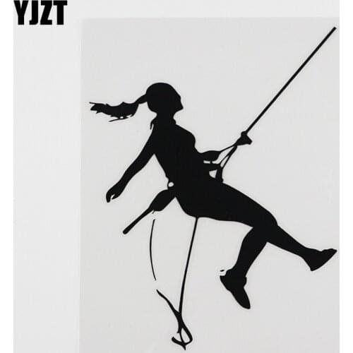 YJZT 11.3CMX15.3CM Rock Climber Climbing Silhouette Vinyl Car Sticker Black/Silver 8A-0296