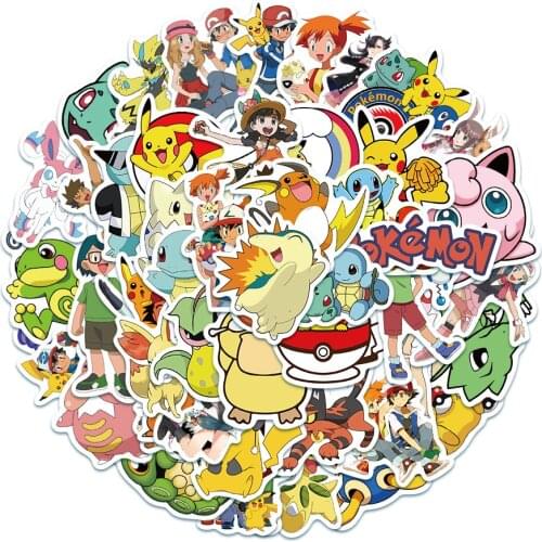 10/50/100 Pcs/Lot Cartoon Anime Pokemon Stickers Kawaii Pikachu Stiker Skateboard Laptop Bicycle Guitar Kids Waterproof Toys
