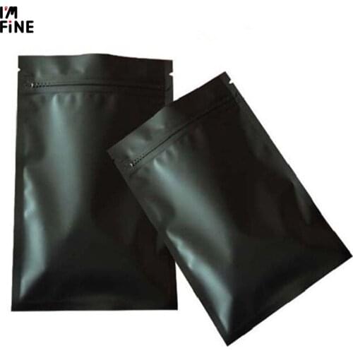 100pcs Small Matt Black Aluminum Foil Ziplock Bag Metallic Mylar Black Zipper Bag Herbal Powder Sugar Food Packaging