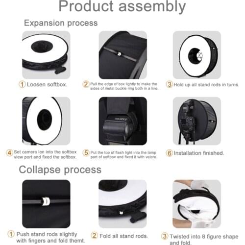 18" Macro Ring Round Softbox Soft Box For Speedlight Flashlight Shoot