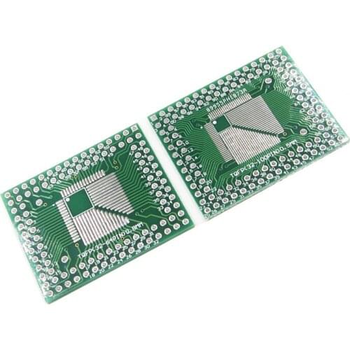 2pcs QFP TQFP LQFP FQFP 32 44 64 80 100 LQF SMD Turn to DIP Adapter Prototype PCB Board Converter Plate