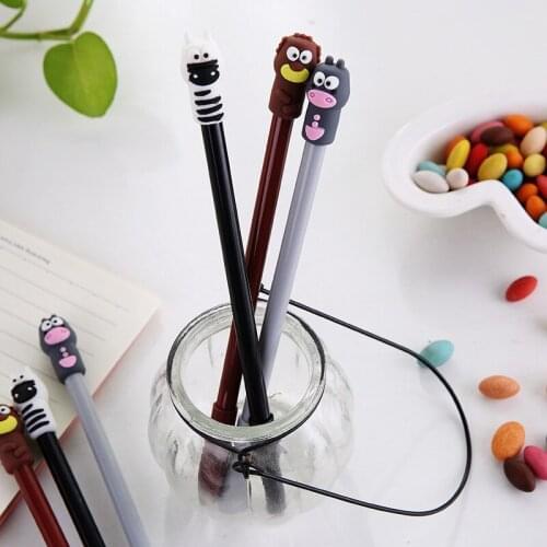 24 Pcs Cartoon Hippopotamus Animal Series Neutral Pen 0.5 Black Student Stationery Neutral Pen Wholesale Factory