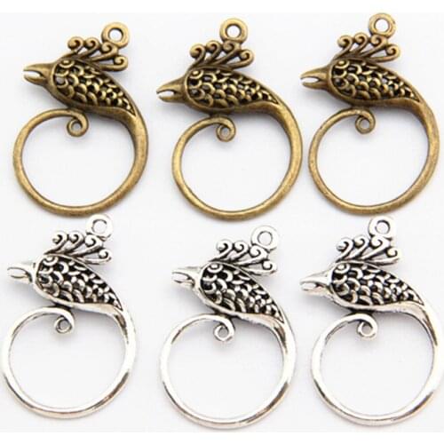 4pcs 25x38mm Antique Silver and Antique Bronze Phoenix Plated DIY Handmade Jewelry