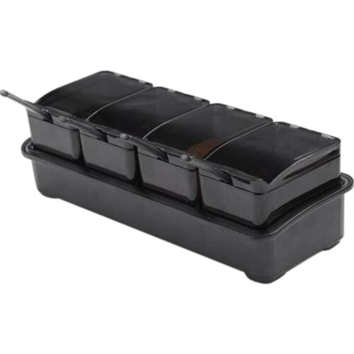 4Pcs Spice Jars Seasoning Box Seasoning Rack Spice Racks Pots Storage Container Condiment Jars Cruet with Lid&Spoon