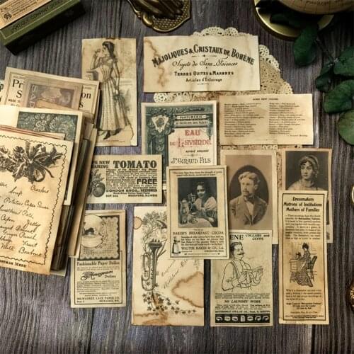 41pcs Vintage TN handmade coffee dyed paper JunkJournalDIY scrapbooking bill lace pad newspaper primer collage material package