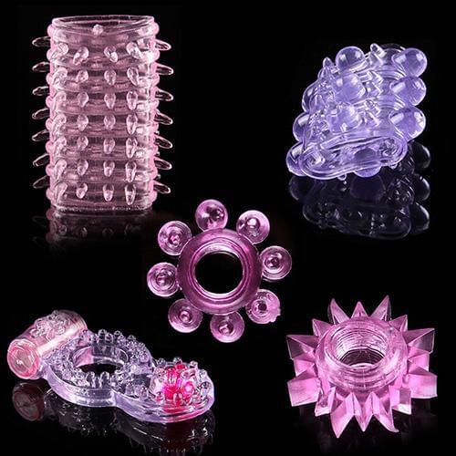 5 Pcs Different Penis Rings Cock Rings Ejaculation Delay Sex Toys Adult Toys keep his erection lasting for longer period of time