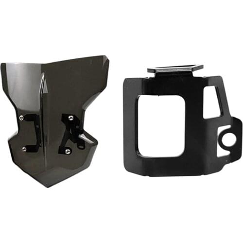 2 Pcs Motorcycle Accessories: 1 Pcs Rear Brake Fluid Reservoir Guard Cover & Wind Shield Screen Mounting Bracket
