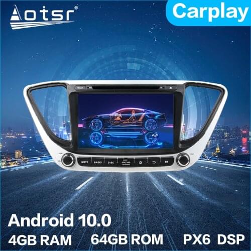 Android 10. Car Multimedia for Hyundai Verna 2016 - 2019 Car DVD 4G 64GB PX6 Auto GPS Navigation Stereo radio Player DSP Carplay