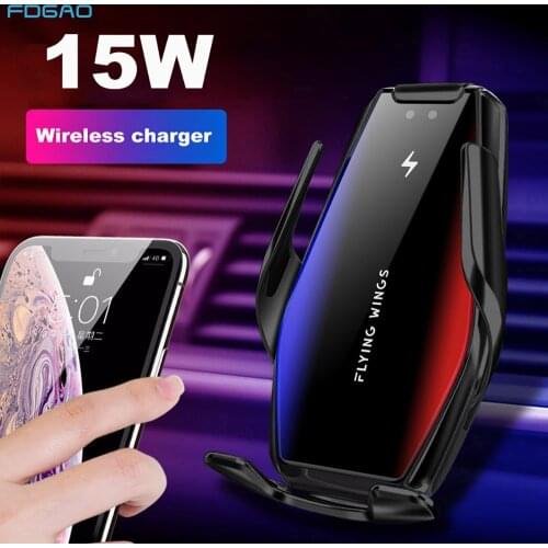 15W Fast Charge Qi Car Wireless Charger Automatic Clamping Air Vent Mount Car Phone Holder for iPhone 12 11 XS X Samsung S20 S10