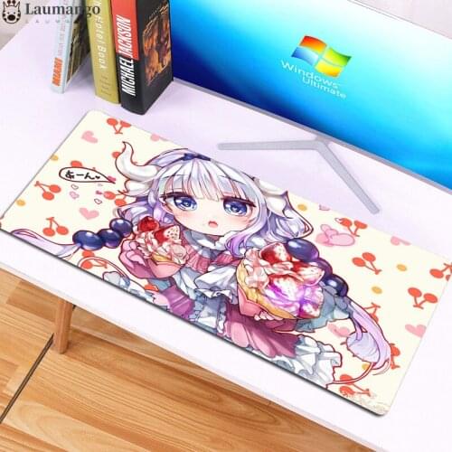 Kobayashi San Chi No Maid Dragon Big Mousepad Gamer Desk Pad for Mouse Keyboard Computers Carpet Gaming Mat Rug White Table Mats