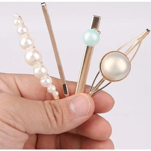 Buipoey 1Set Pearl Sweet Hairpins Womenm Headwear Elegant Hair Clips Hair Headband Ins Hair Accessorie Ornament Barrettes Gifts
