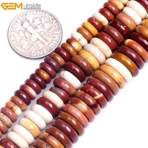 Gem-inside Natural Yellow Red Heishi Rondelle Mookaite Jaspers Stone Beads for Jewelry Making Strand 15'' DIY Christmas Gift