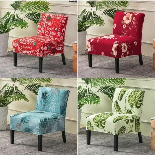 Christmas Print Accent Armless Chair Cover Single Sofa Stool Slipcover Nordic Stretch Chair Covers Elastic Couch Protector Cover