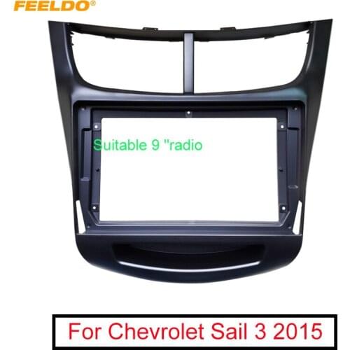 FEELDO Car Audio 9" Big Screen 2DIN Fascia Frame Adapter For Chevrolet Sail 3 Dash Fitting Panel Frame Kit