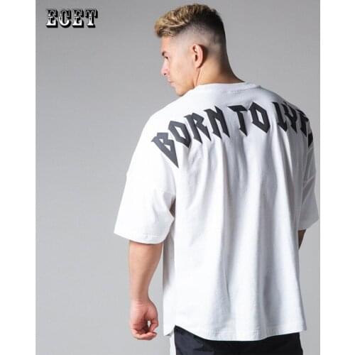 Loose summer fashion mens T-shirt casual streetwear mens tops Joggers cotton round neck fitness mens sportswear sports tops
