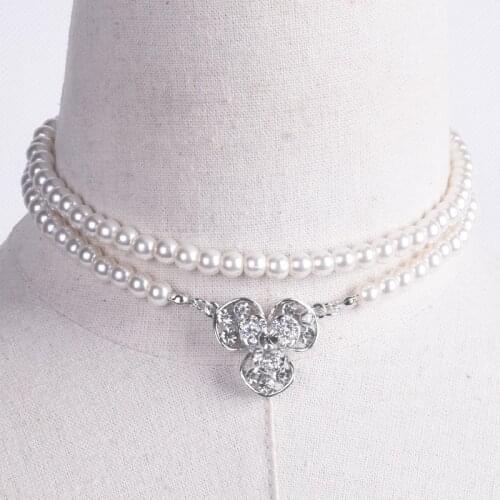 HOWAWAY Round Imitation Pearl Choker Necklace Multi Strands Choker 20s Flapper Necklace Accessories for Gatsby Themed Party