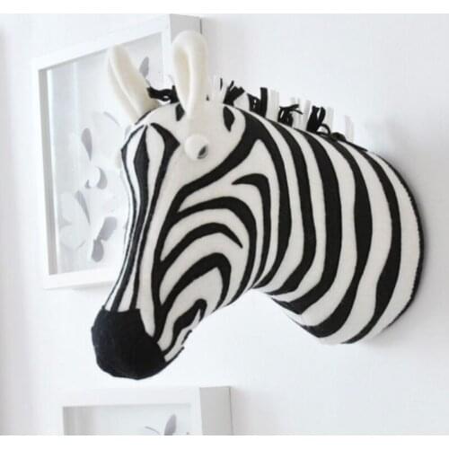 INS Nordic Style Baby Cartoon Stuffed Animal Head Plush Toy Wall Hanging Giraffe Kids Gift Nursery Children Room Decor