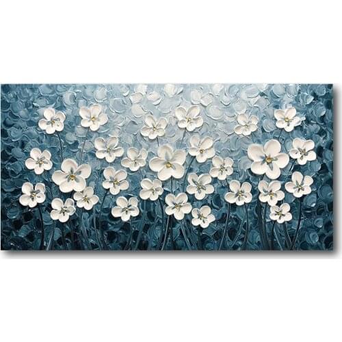 Modern Purple Flowers Oil Paintings Canvas Wall Art Painted by Hand Textured 3D Art for Living Room Wall Décor Muzagroo Art