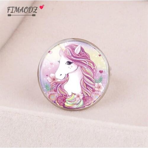 FIMAODZ Classic Colored Unicorn Ring Cute Colt Pony Horse Opening Adjustable Rings For Women Young Girl Child Gifts