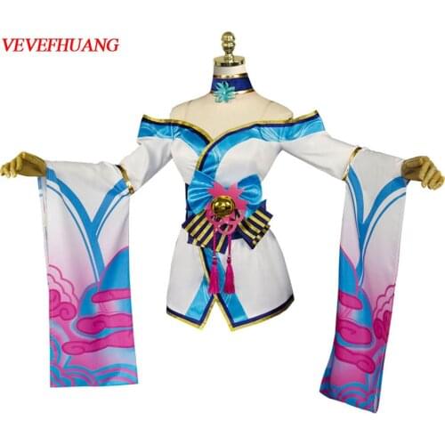 VEVEFHUANG Kосплей Spirit Blossom LOL Cosplay Costume Ahri Vayne Kindred Riven Cassiopeia Halloween Christmas Dance Xmas Party