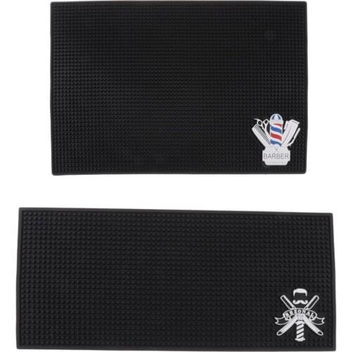 2 Pcs Beauty Salon Table Mat Barber Mat Anti-Slip Hairdressing Tools Pad Black