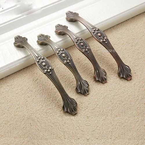 Kitchen Cupboard Pull Antique European Fashion Cabinet Drawer Knobs Zinc Alloy Door Closet Handles Bronze