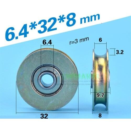 SWMAKER 6*32*8mm metal bearing pulley, lifting wheel, concave wheel U wheel U groove, lifting all steel mechanical wheel