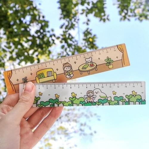 MINKYS New Arrival Cute Strawberry Flower 15CM Plastic Ruler Bookmark Study Drawing Tool Gift Kawaii School Stationery Supplies