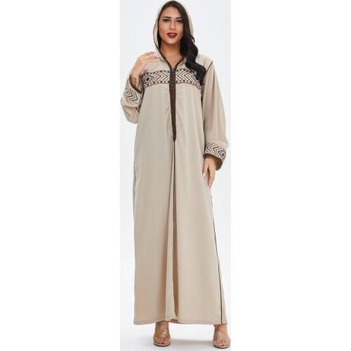Fashion Hooded Muslim Dubai Turkey Clothes for Women Ramadan Eid 2021 Arabic Elegant Ethnic Embroidery Long Sleeve Abaya Dress
