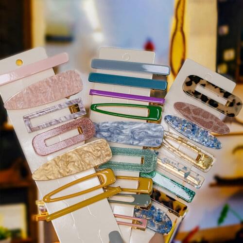 3PCS/Set Fashion Leopard Acetate Geometric Hair Clips For Women Vintage Hairpins Barrettes Hair Accessories All Match Hair Clip