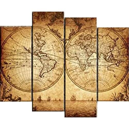 Mozaika puzzles,Vintage world map,diamond embroidery,painting by numbers 4pcs,diamond painting cross stitch,mosaic diamond,hobby