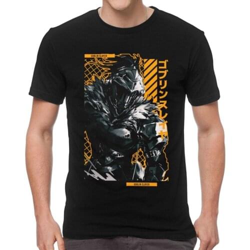 Mens Goblin Slayer T-Shirt Funny Otaku Dark Fantasy Anime Manga Tshirt Short Sleeve Hip Hop T Shirts Cotton Tee Tops Clothing